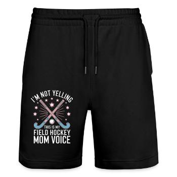 Feldhockey Spruch Mama Lustig Feldhockey Geschenk - Stanley/Stella Unisex Bio Joggingshorts Trainer  - Schwarz - Vorne - Nik (191cm) & Marisol (170cm)