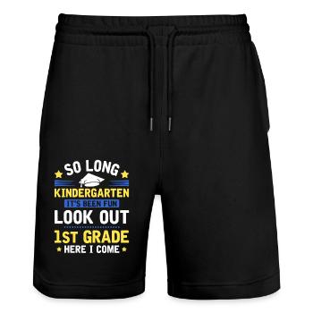 So Long Kindergarten 1st Grade Here I Come - Stanley/Stella Trainer Unisex Organic Jogging Shorts - black - Front - Nik (191cm) & Marisol (170cm)