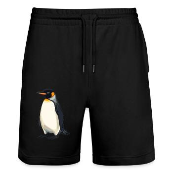 Pinguine Pinguin - Stanley/Stella Unisex Bio Joggingshorts Trainer  - Schwarz - Vorne - Nik (191cm) & Marisol (170cm)