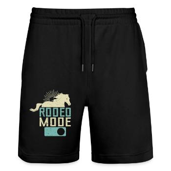Western Rider Rodeo Fashion Cowgirls Rodeo - Stanley/Stella Trainer Unisex Organic Jogging Shorts - black - Front - Nik (191cm) & Marisol (170cm)