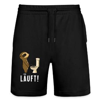 Paresseux demain drôle de dicton court - Short de jogging bio TRAINER Stanley/Stella unisexe - noir - Devant - Nik (191cm) & Marisol (170cm)