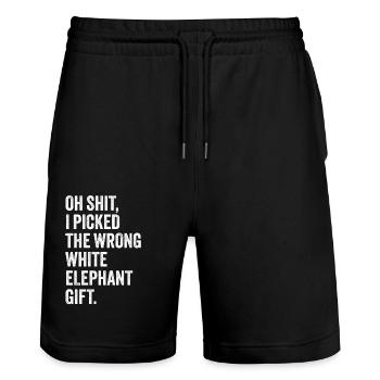 mauvais cadeau éléphant blanc haha like - Short de jogging bio TRAINER Stanley/Stella unisexe - noir - Devant - Nik (191cm) & Marisol (170cm)