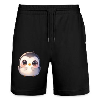 Pinguine Pinguin - Stanley/Stella Unisex Bio Joggingshorts Trainer  - Schwarz - Vorne - Nik (191cm) & Marisol (170cm)