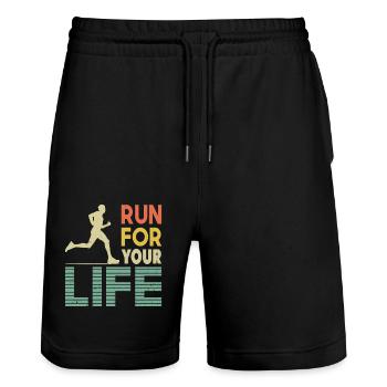 Running Run for Your Life Cadeaux pour marathoniens - Short de jogging bio TRAINER Stanley/Stella unisexe - noir - Devant - Nik (191cm) & Marisol (170cm)