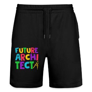 Architekt - Stanley/Stella Unisex Bio Joggingshorts Trainer  - Schwarz - Vorne - Nik (191cm) & Marisol (170cm)
