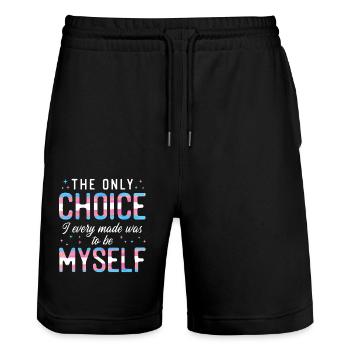 Transgender Trans LGBT Pride - Stanley/Stella Unisex Bio Joggingshorts Trainer  - Schwarz - Vorne - Nik (191cm) & Marisol (170cm)