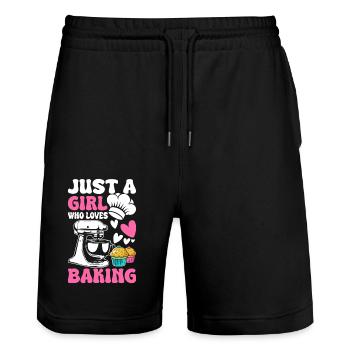 Boulangerie Boulangerie Boulangerie - Short de jogging bio TRAINER Stanley/Stella unisexe - noir - Devant - Nik (191cm) & Marisol (170cm)