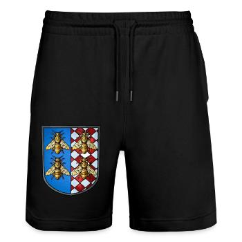 Wappen Bienen - Stanley/Stella Unisex Bio Joggingshorts Trainer  - Schwarz - Vorne - Nik (191cm) & Marisol (170cm)