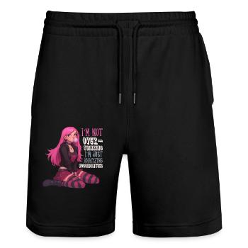 I'm Not Overthinking Anime Girl Pastel Goth Kawaii - Stanley/Stella Unisex Bio Joggingshorts Trainer  - Schwarz - Vorne - Nik (191cm) & Marisol (170cm)