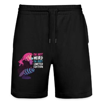 Limited Edition Anime Girl Goth Kawaii Geschenk - Stanley/Stella Unisex Bio Joggingshorts Trainer  - Schwarz - Vorne - Nik (191cm) & Marisol (170cm)