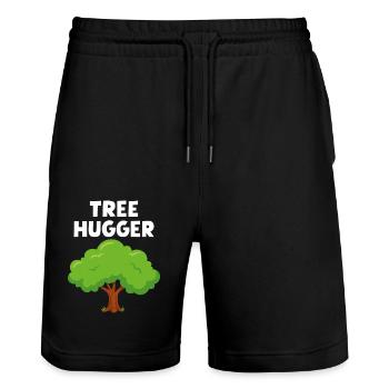 Tree Hugger - Stanley/Stella Trainer Unisex Organic Jogging Shorts - black - Front - Nik (191cm) & Marisol (170cm)