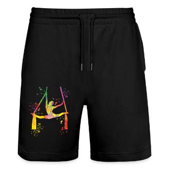 Vertical Cloth Aerial Acrobatics Aerial Silk - Stanley/Stella Trainer Unisex Organic Jogging Shorts - black - Front - Nik (191cm) & Marisol (170cm)