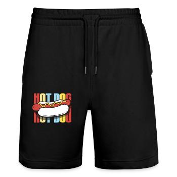 Hot Dog Lover Retro Design - Stanley/Stella Trainer Unisex Organic Jogging Shorts - black - Front - Nik (191cm) & Marisol (170cm)