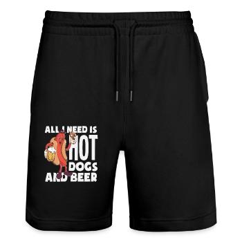 Hot Dog Lover Saying Everything I Need - Stanley/Stella Trainer Unisex Organic Jogging Shorts - black - Front - Nik (191cm) & Marisol (170cm)