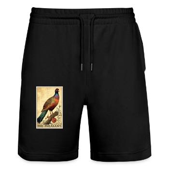 Pheasants Pheasant - Stanley/Stella Trainer Unisex Organic Jogging Shorts - black - Front - Nik (191cm) & Marisol (170cm)