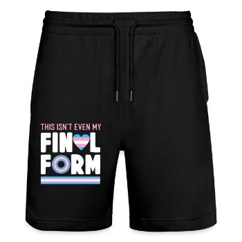 Transgender Trans LGBT Pride - Stanley/Stella Trainer Unisex Organic Jogging Shorts - black - Front - Nik (191cm) & Marisol (170cm)