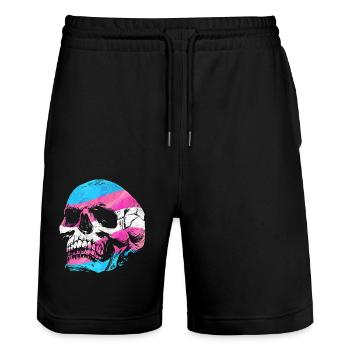 Transgender Trans LGBT Pride - Stanley/Stella Unisex Bio Joggingshorts Trainer  - Schwarz - Vorne - Nik (191cm) & Marisol (170cm)