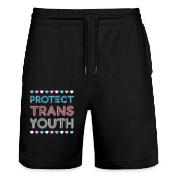 Transgender Trans LGBT Pride - Stanley/Stella Trainer Unisex Organic Jogging Shorts - black - Front - Nik (191cm) & Marisol (170cm)