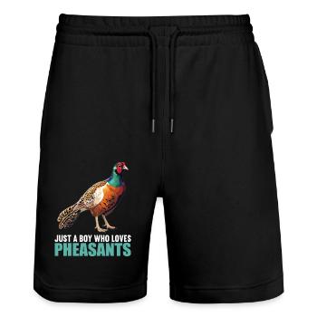Pheasants Pheasant - Stanley/Stella Trainer Unisex Organic Jogging Shorts - black - Front - Nik (191cm) & Marisol (170cm)