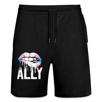 Transgender Trans LGBT Pride - Stanley/Stella Unisex Bio Joggingshorts Trainer  - Schwarz - Vorne - Nik (191cm) & Marisol (170cm)