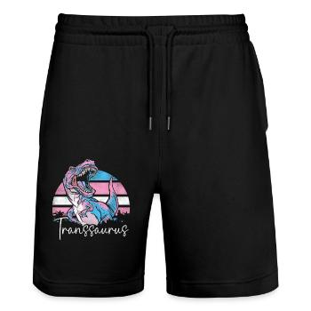 Fierté LGBT transgenre - Short de jogging bio TRAINER Stanley/Stella unisexe - noir - Devant - Nik (191cm) & Marisol (170cm)