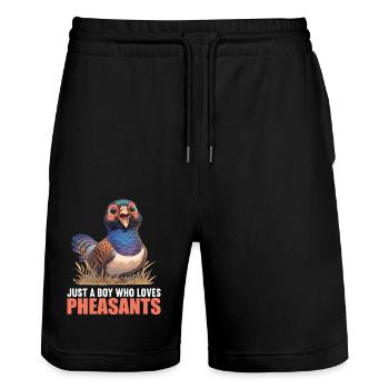 Pheasants Pheasant - Stanley/Stella Trainer Unisex Organic Jogging Shorts - black - Front - Nik (191cm) & Marisol (170cm)