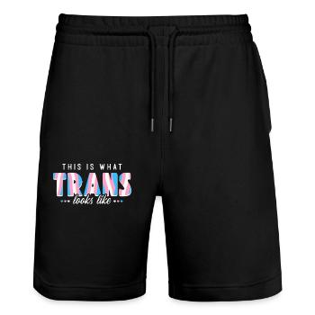 Transgender Trans LGBT Pride - Stanley/Stella Trainer Unisex Organic Jogging Shorts - black - Front - Nik (191cm) & Marisol (170cm)