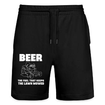 Beer The Fuel That Keeps The Lawn Mowed - Stanley/Stella Trainer Unisex Organic Jogging Shorts - black - Front - Nik (191cm) & Marisol (170cm)
