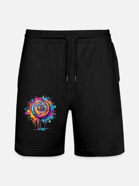 Bunte Lutscher Kunst - Stanley/Stella Unisex Bio Joggingshorts Trainer - Schwarz