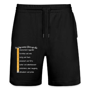 Party Länge Meines Shirts Sagt Alles Feiern JGA - Stanley/Stella Unisex Bio Joggingshorts Trainer  - Schwarz - Vorne - Nik (191cm) & Marisol (170cm)