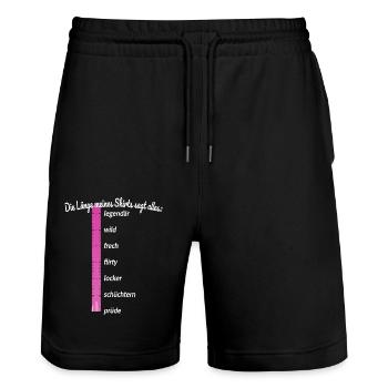 Party Länge Meines Shirts Sagt Alles Feiern JGA - Stanley/Stella Unisex Bio Joggingshorts Trainer  - Schwarz - Vorne - Nik (191cm) & Marisol (170cm)