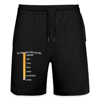 Party Länge Meines Shirts Sagt Alles Feiern JGA - Stanley/Stella Unisex Bio Joggingshorts Trainer  - Schwarz - Vorne - Nik (191cm) & Marisol (170cm)