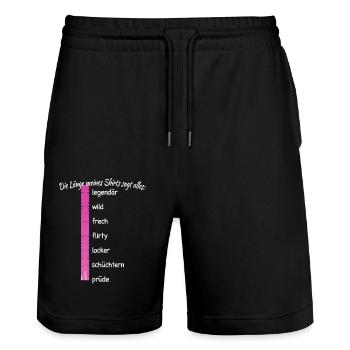 Party Länge Meines Shirts Sagt Alles Feiern JGA - Stanley/Stella Unisex Bio Joggingshorts Trainer  - Schwarz - Vorne - Nik (191cm) & Marisol (170cm)