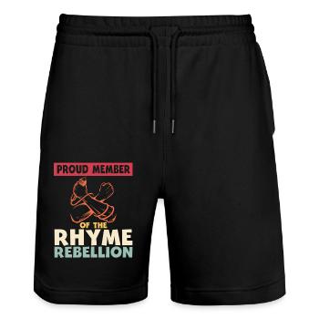 Poetry Slam Rhyme Rebellion Slam Poetry - Stanley/Stella Trainer Unisex Organic Jogging Shorts - black - Front - Nik (191cm) & Marisol (170cm)