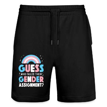 Transgender Trans LGBT Pride - Stanley/Stella Unisex Bio Joggingshorts Trainer  - Schwarz - Vorne - Nik (191cm) & Marisol (170cm)