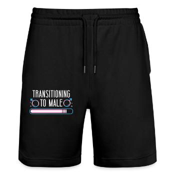 Transgender Trans LGBT Pride - Stanley/Stella Trainer Unisex Organic Jogging Shorts - black - Front - Nik (191cm) & Marisol (170cm)