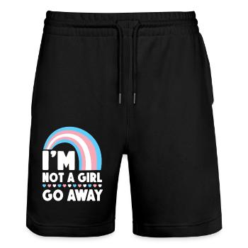 Transgender Trans LGBT Pride - Stanley/Stella Trainer Unisex Organic Jogging Shorts - black - Front - Nik (191cm) & Marisol (170cm)