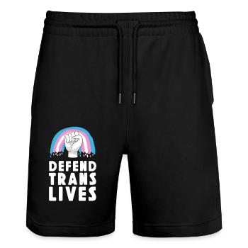 Transgender Trans LGBT Pride - Stanley/Stella Trainer Unisex Organic Jogging Shorts - black - Front - Nik (191cm) & Marisol (170cm)