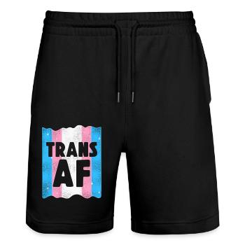Transgender Trans LGBT Pride - Stanley/Stella Trainer Unisex Organic Jogging Shorts - black - Front - Nik (191cm) & Marisol (170cm)