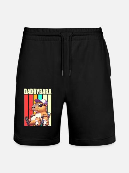 Daddybara Capybara Father Dad - Stanley/Stella Trainer Unisex Organic Jogging Shorts - black