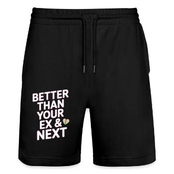 Better Than Your Ex & Next Breakup Single Party - Stanley/Stella Trainer Unisex Organic Jogging Shorts - black - Front - Nik (191cm) & Marisol (170cm)