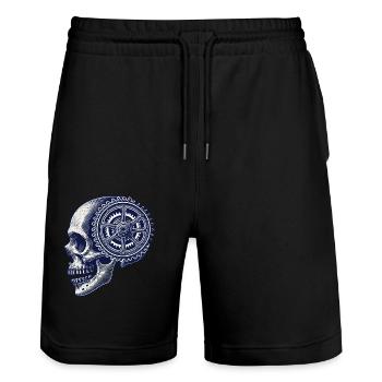 Fahrrad Schädel Getriebe Radsport Kunstwerk - Stanley/Stella Unisex Bio Joggingshorts Trainer  - Schwarz - Vorne - Nik (191cm) & Marisol (170cm)