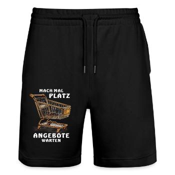 SHOPPING CART MAKE WAY - Stanley/Stella Trainer Unisex Organic Jogging Shorts - black - Front - Nik (191cm) & Marisol (170cm)