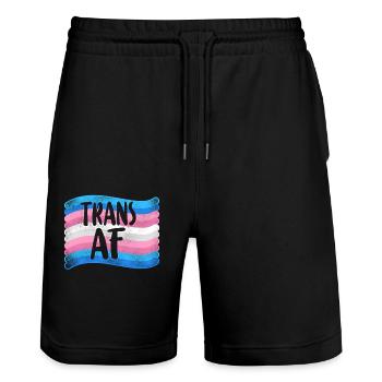Transgender Trans LGBT Pride - Stanley/Stella Trainer Unisex Organic Jogging Shorts - black - Front - Nik (191cm) & Marisol (170cm)