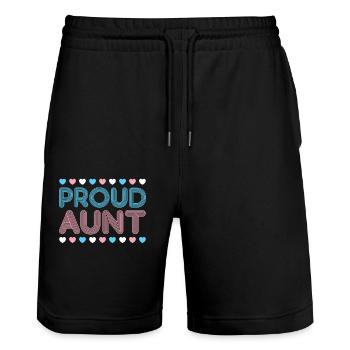 Fierté LGBT transgenre - Short de jogging bio TRAINER Stanley/Stella unisexe - noir - Devant - Nik (191cm) & Marisol (170cm)