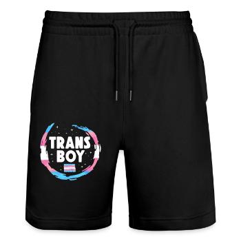 Transgender Trans LGBT Pride - Stanley/Stella Unisex Bio Joggingshorts Trainer  - Schwarz - Vorne - Nik (191cm) & Marisol (170cm)