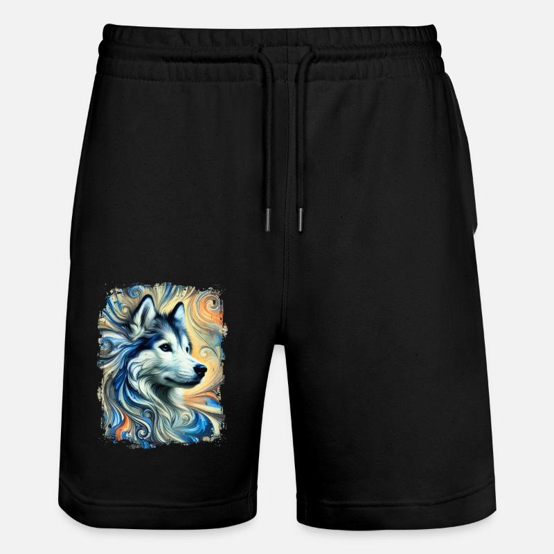 Husky de Sibérie dans un style artistique et abstrait - Short de jogging bio TRAINER Stanley/Stella unisexe - noir