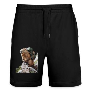 Wasserschwein - Stanley/Stella Unisex Bio Joggingshorts Trainer  - Schwarz - Vorne - Nik (191cm) & Marisol (170cm)