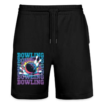 Bowling Spaß für Kegel-Fans: Dynamische - Stanley/Stella Unisex Bio Joggingshorts Trainer  - Schwarz - Vorne - Nik (191cm) & Marisol (170cm)