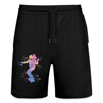 Snowboarder Snowboarding Snowboard - Stanley/Stella Trainer Unisex Organic Jogging Shorts - black - Front - Nik (191cm) & Marisol (170cm)